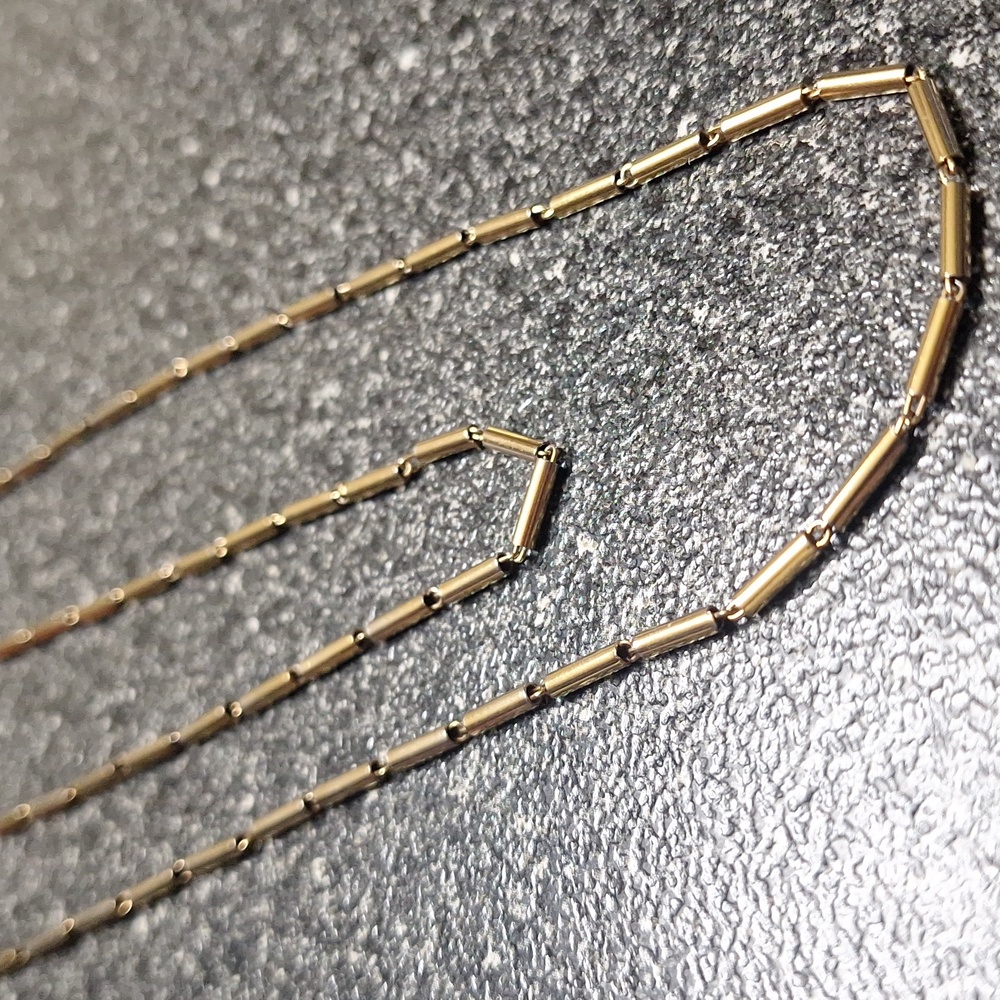 Monet Long gold barrel link chain necklace